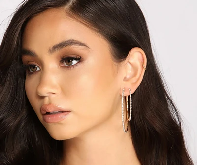 Glimmer And Gleam 3 Pack Stud Hoop Earring Set