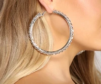So Luxe Triple Row Rhinestone Hoops