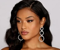 Triple O-Ring Rhinestone Earrings