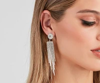 Bring The Dazzle Rhinestone Fringe Earrings