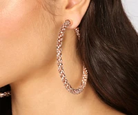 Twisted Rhinestone Hoop Earrings
