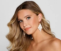 So Adored Rhinestone Leaf Earrings