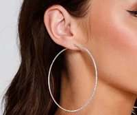 Beautiful Night Rhinestone Thin Hoop Earrings