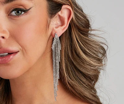 Glam Angel Rhinestone Fringe Earrings