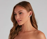 Tantalizing Glam Rhinestone Ear Crawler And Stud Set