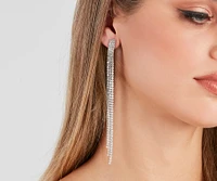 Glamorous Babe Rhinestone Fringe Earrings