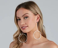 Big Glam Rhinestone Linear Hoop Earrings