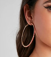 Sleek Rhinestone Hoop Earrings