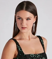 Glam Statement Rhinestone Fringe Earrings