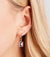 Glam Bliss Rhinestone Charm Hoop Earrings