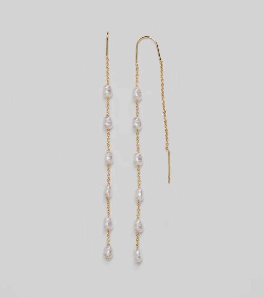 Dainty Chic Pearl Chain Threader Earrings
