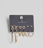 Glam Energy Stud And Hoop Earrings Set