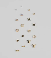 Whimsical Style Nine-Pack Stud Earrings Set
