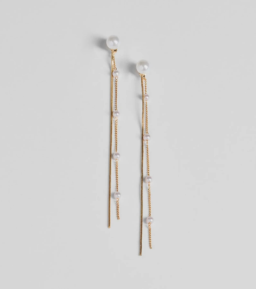 Effortless Glam Pearl Front-To-Back Linear Earrings
