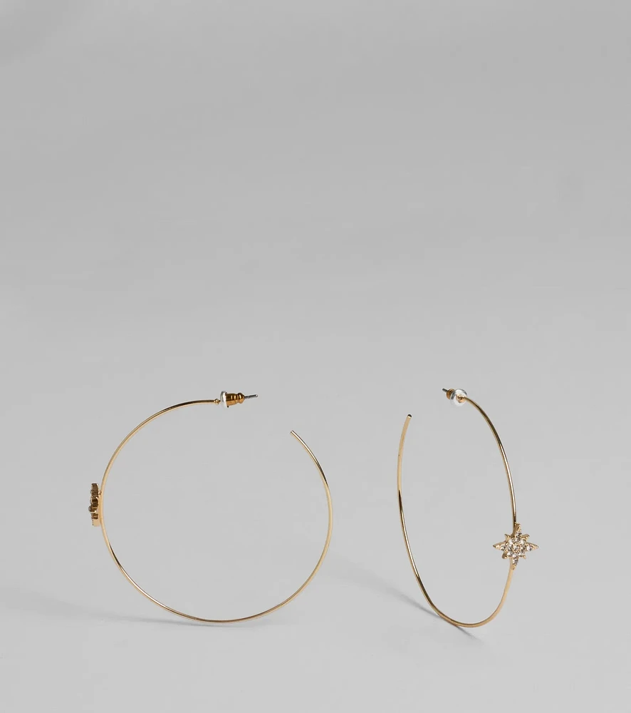 Celestial Sparkle Rhinestone Star Hoop Earrings