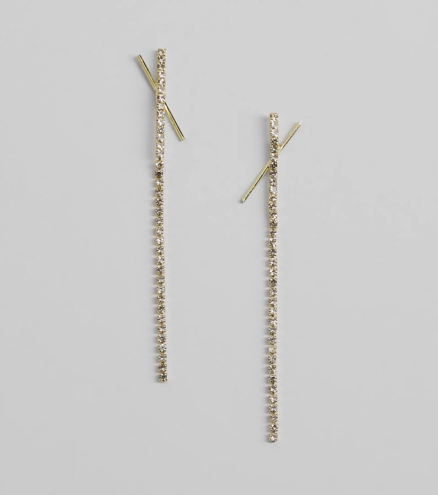 Undeniable Rhinestone Linear Earrings