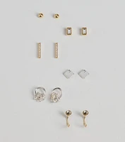 Glam Variety Six-Pack Stud Earrings Set