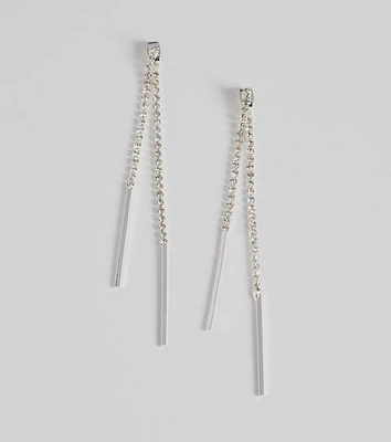 Glam Trend Rhinestone Front-To-Back Linear Earrings