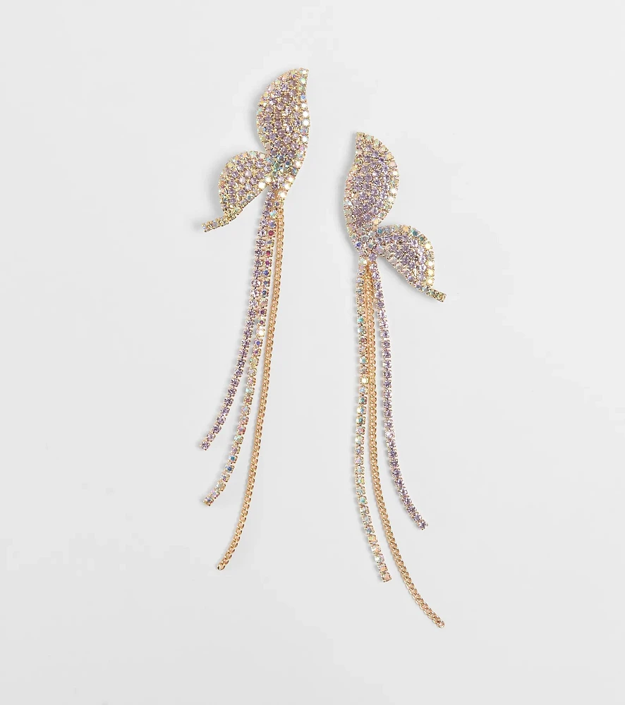 Wings Of A Butterfly Rhinestone Fringe Earrings