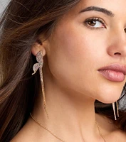 Wings Of A Butterfly Rhinestone Fringe Earrings