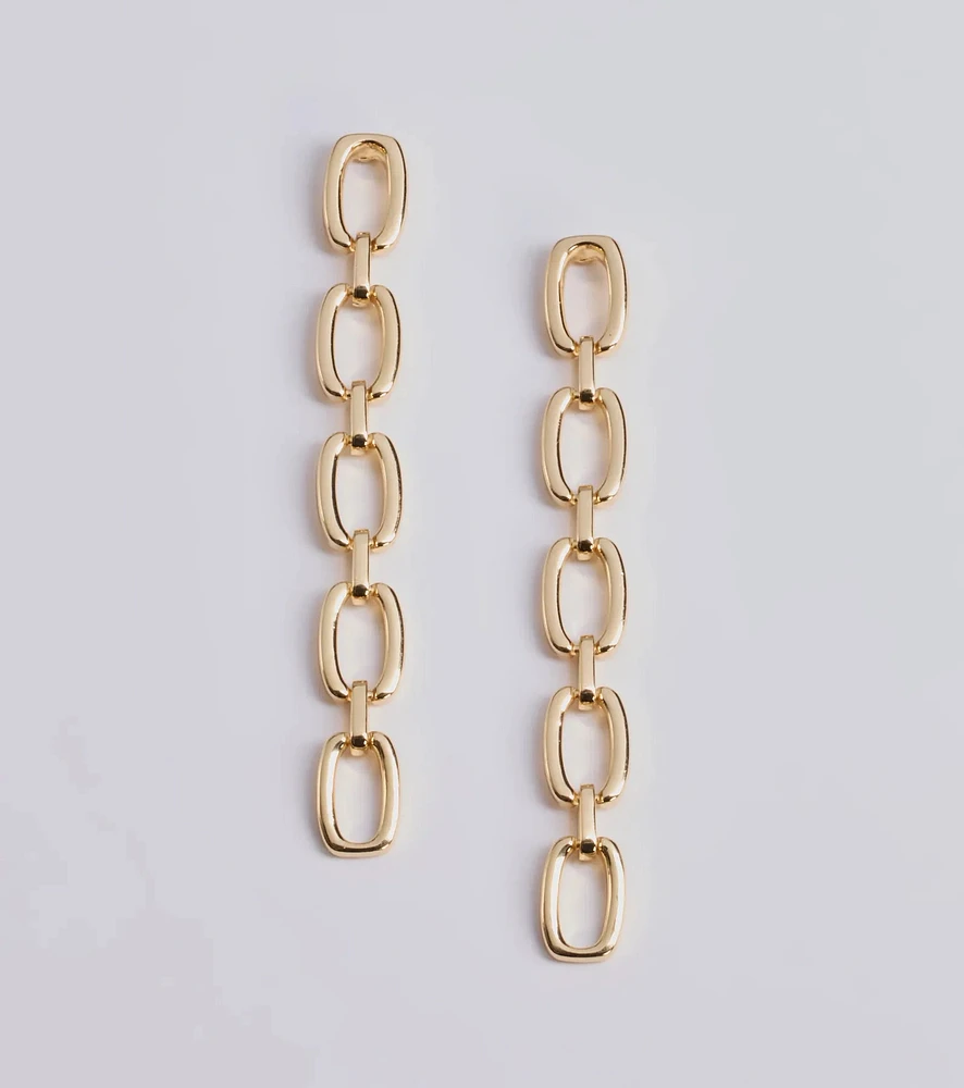 Sleek Accent Chain-Link Duster Earrings