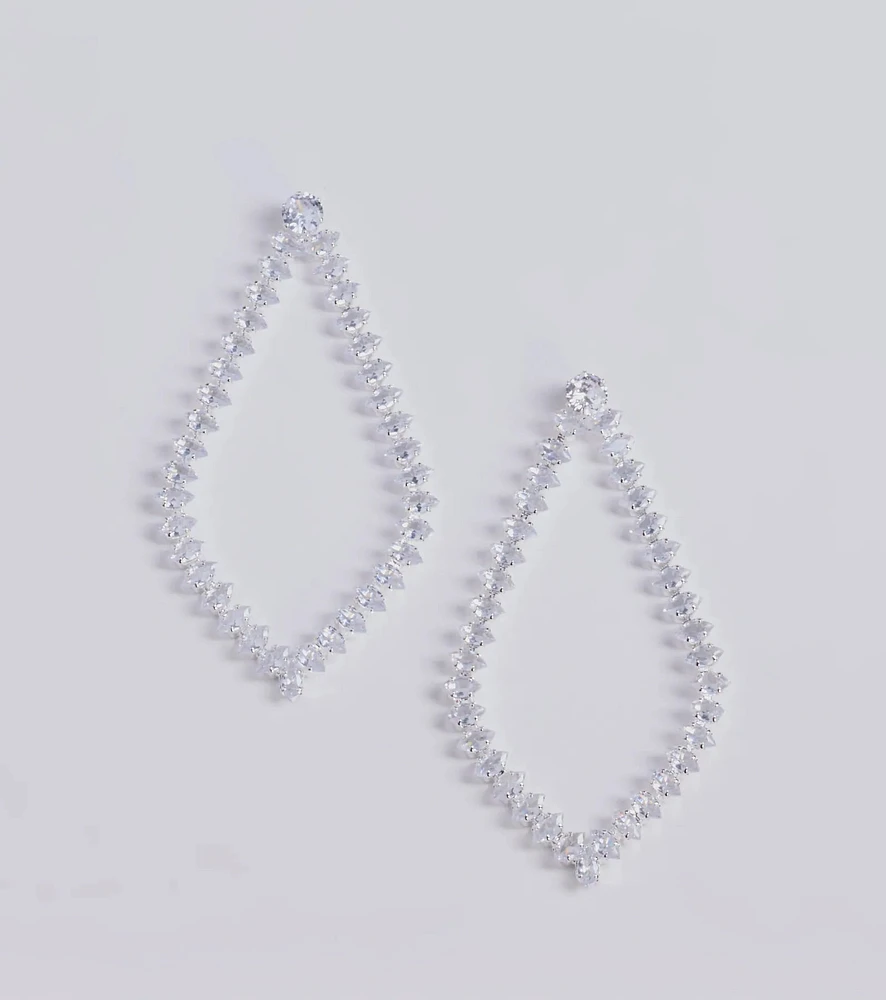 Elegant Muse Oversized Teardrop Rhinestone Earrings