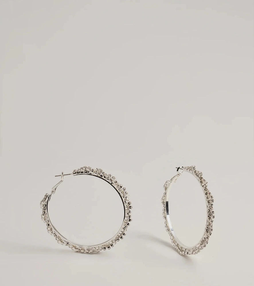 Glam Glow Rhinestone Twist Hoop Earrings