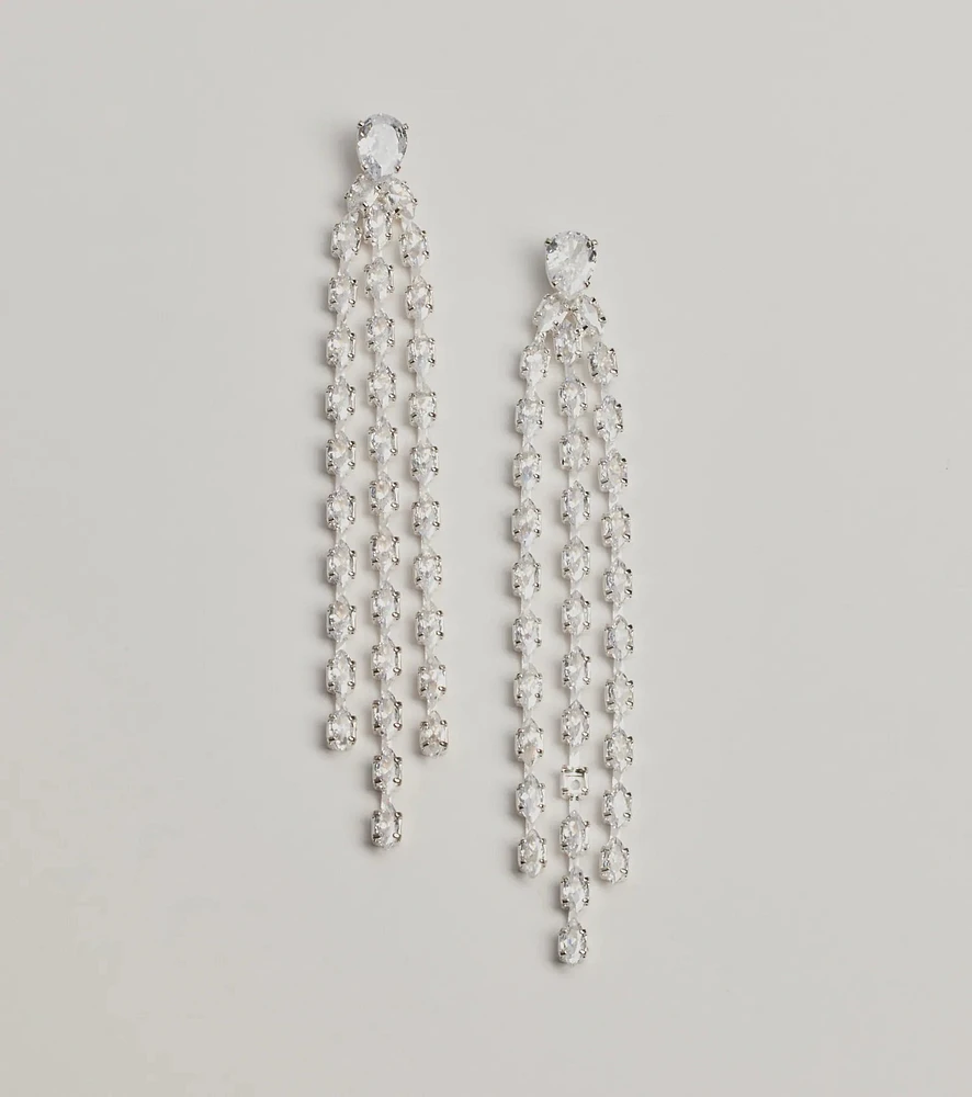 Starlit Beauty Fringe Cubic Zirconia Earrings