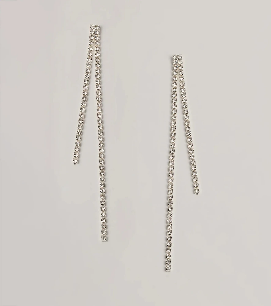 Classic Glam Rhinestone Fringe Duster Earrings