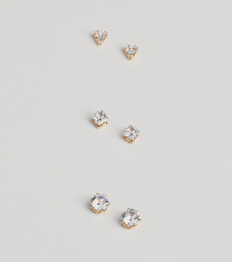 Perfect Set Cubic Zirconia Stud Earrings Pack