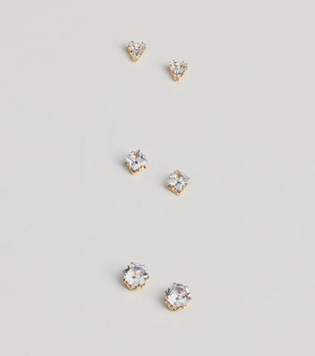 Perfect Set Cubic Zirconia Stud Earrings Pack