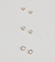 Perfect Set Cubic Zirconia Stud Earrings Pack