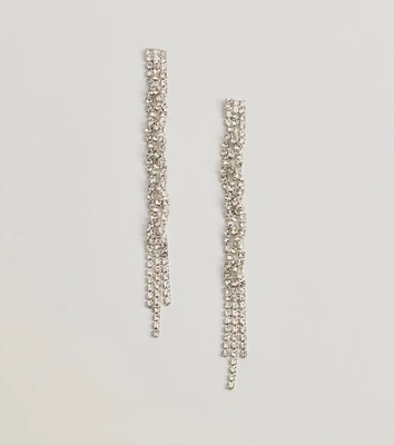 Living Luxe Rhinestone Fringe Twist Earrings