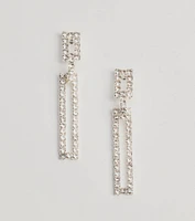 Glam Moves Rhinestone Rectangular Duster Earrings