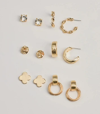 Dainty Charm Six-Pack Earring Set