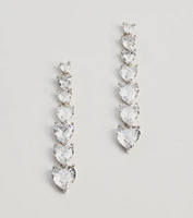 Glam Love Heart-Shaped Cubic Zirconia Duster Earrings