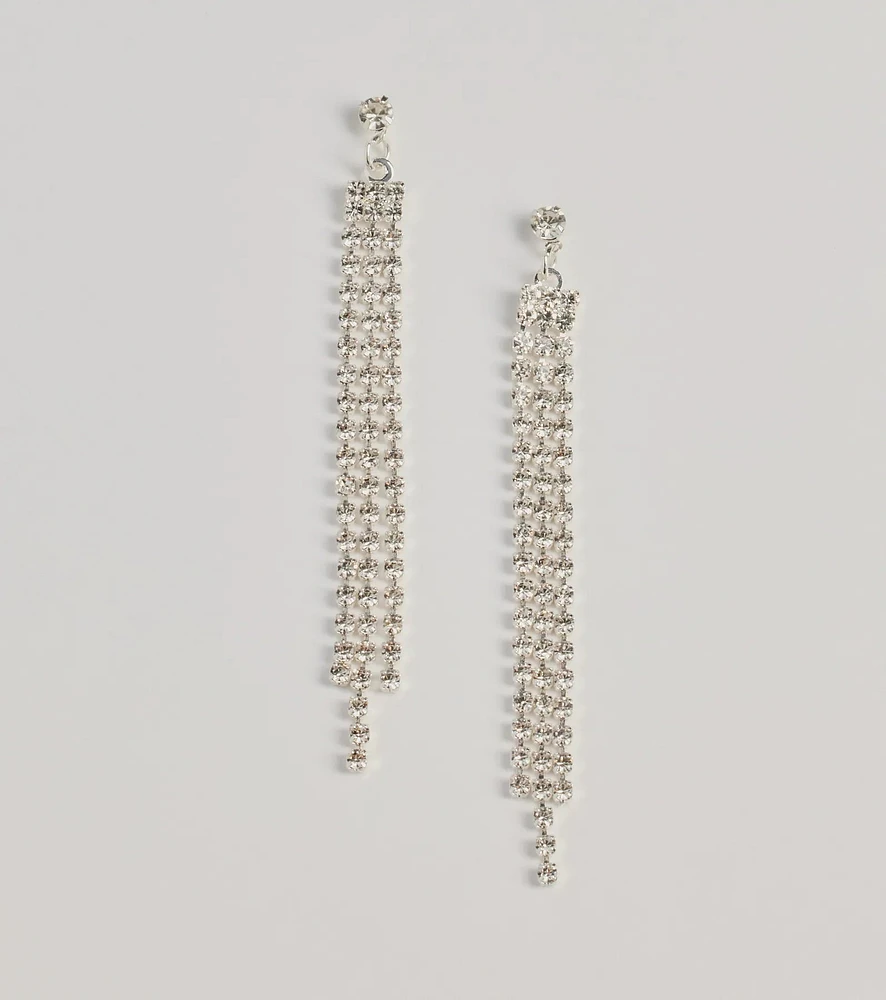 Endless Shine Rhinestone Fringe Earrings