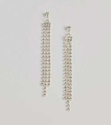 Endless Shine Rhinestone Fringe Earrings