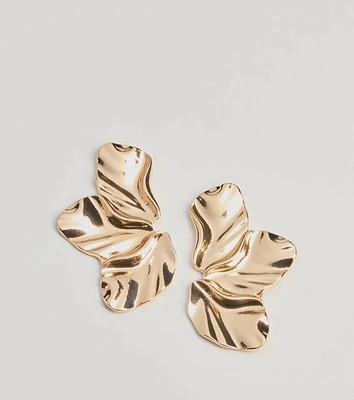 Amp It Up Hammered Metal Petal Earrings