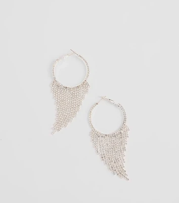 That Girl Rhinestone Fringe Hoop Earrings