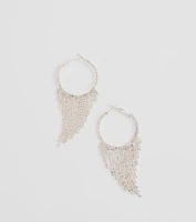 That Girl Rhinestone Fringe Hoop Earrings