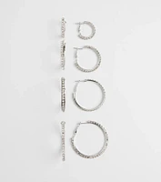 Classic Shine Rhinestone Hoop Earrings Set