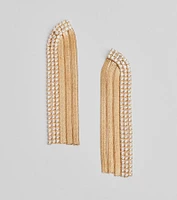 Edgy Sparkle Rhinestone Snake Chain Fringe Earrings