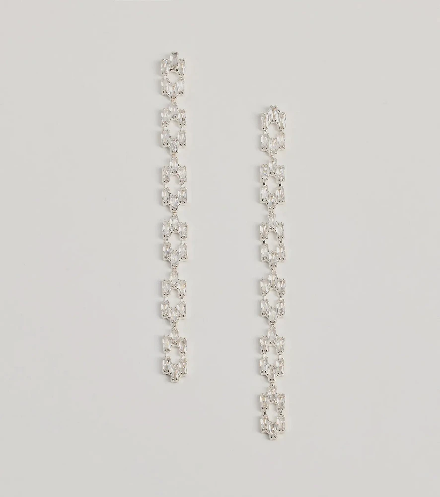 Luxe Glam Rhinestone Chain-Link Earrings