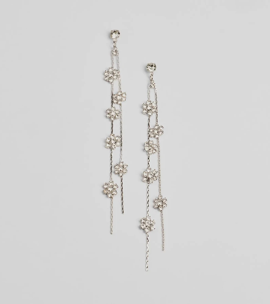 Floral Enchantment Rhinestone Linear Earrings