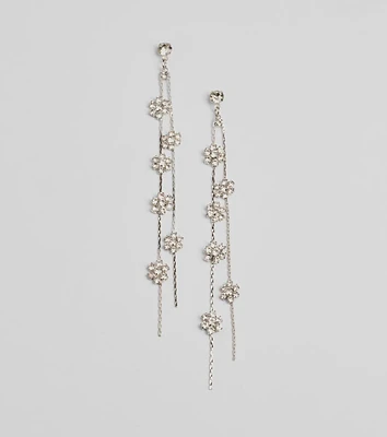 Floral Enchantment Rhinestone Linear Earrings