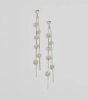 Floral Enchantment Rhinestone Linear Earrings