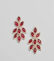 Reign With Glamour Gemstone Leaf Drop Earrings