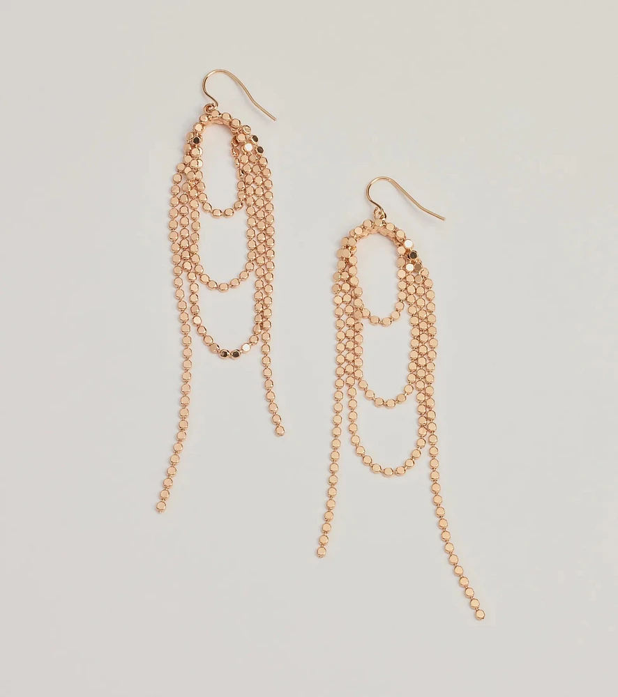 Trendy Statement Beaded Chain Drop Earrings