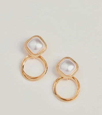 Luxe Statement Pearl Hoop Drop Earrings
